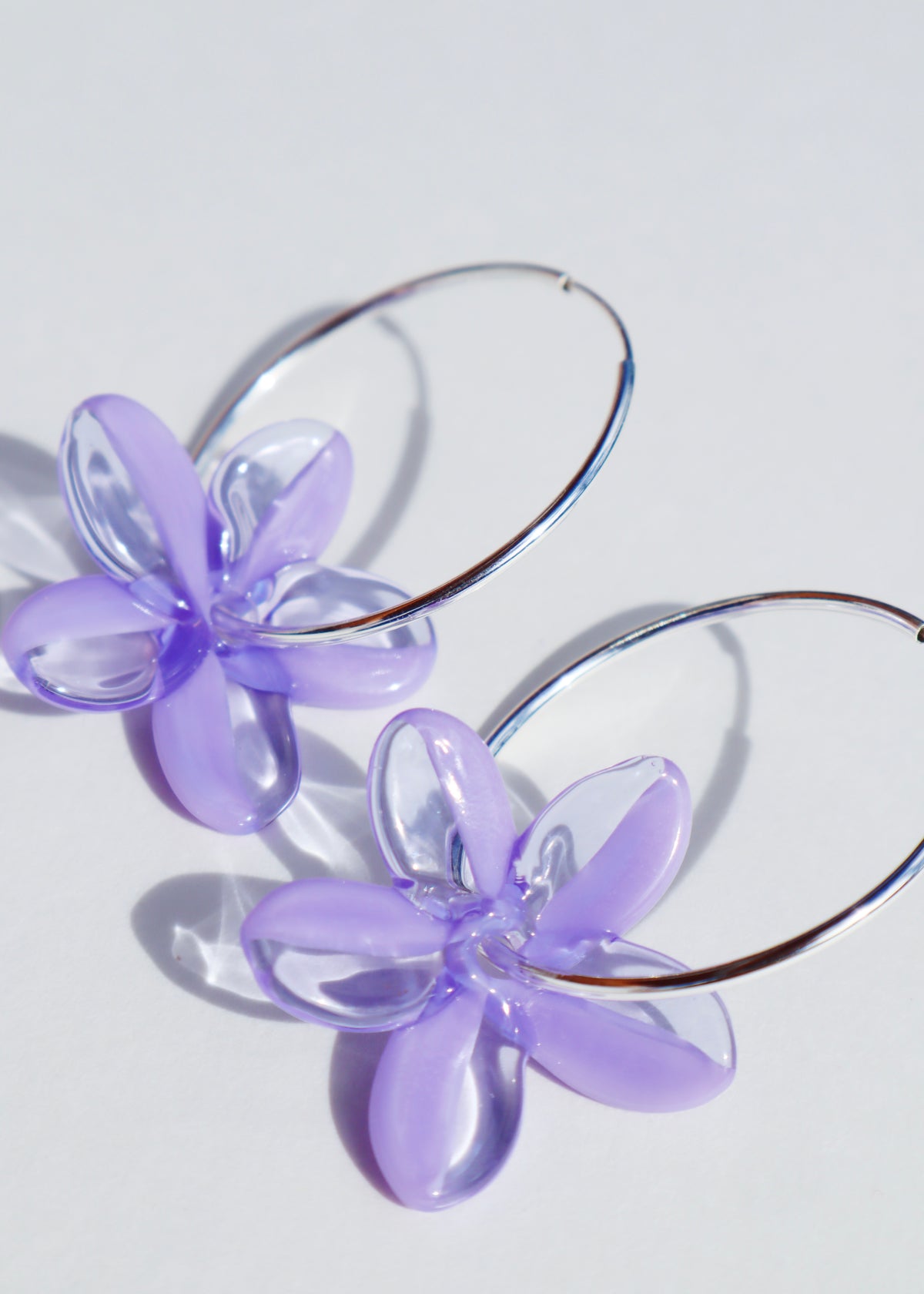 Perfectly Imperfect 40% OFF - Plumeria Sterling Silver Hoop Earrings Purple