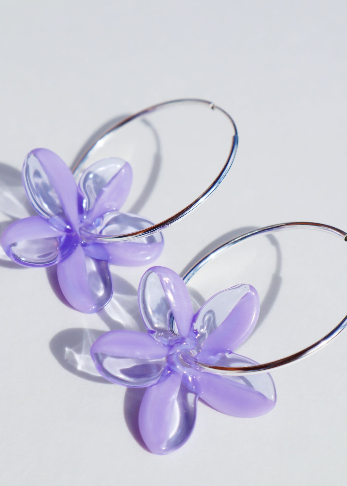 Perfectly Imperfect 40% OFF - Plumeria Sterling Silver Hoop Earrings Purple