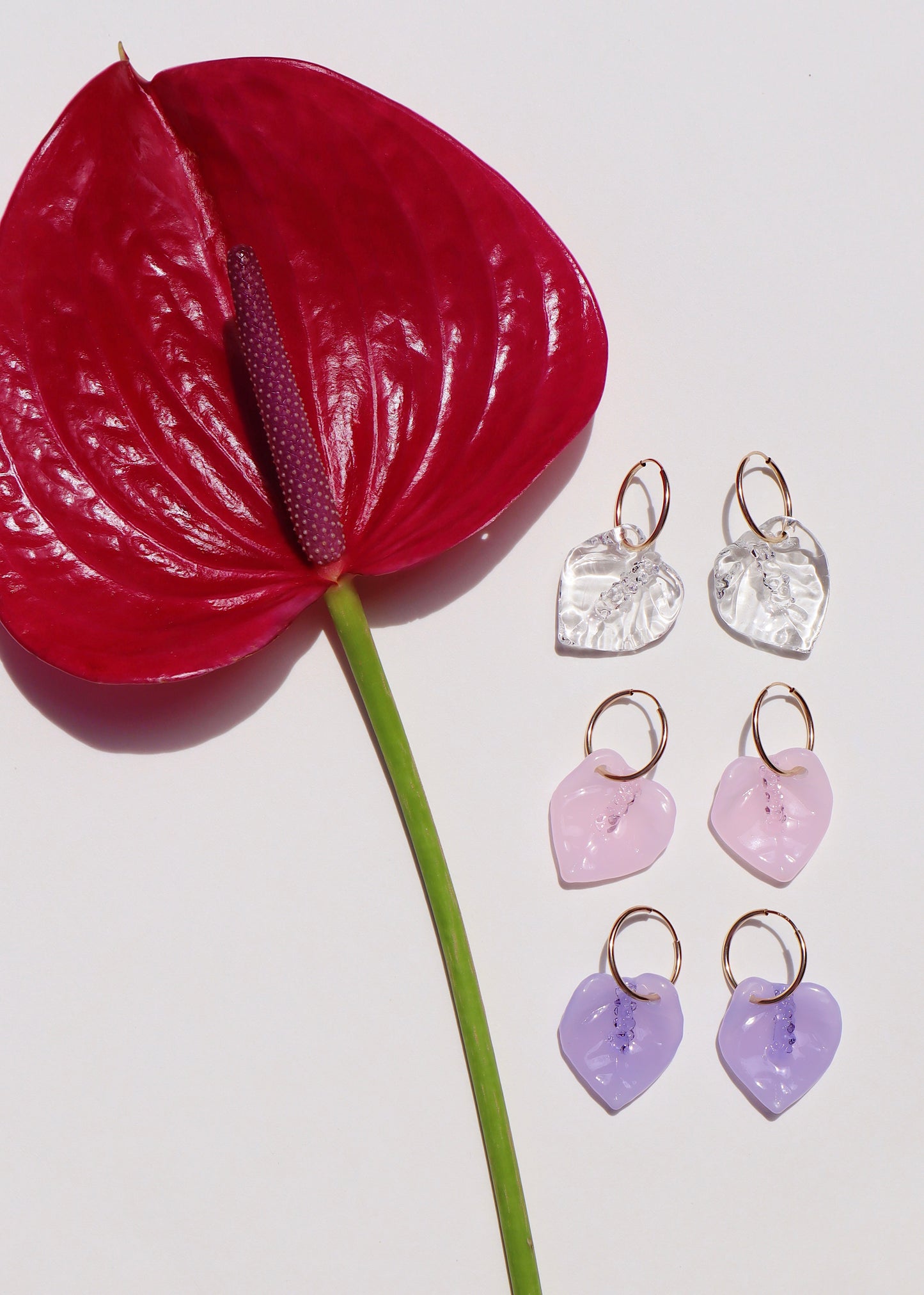 Anthurium Flower Hoop Earrings