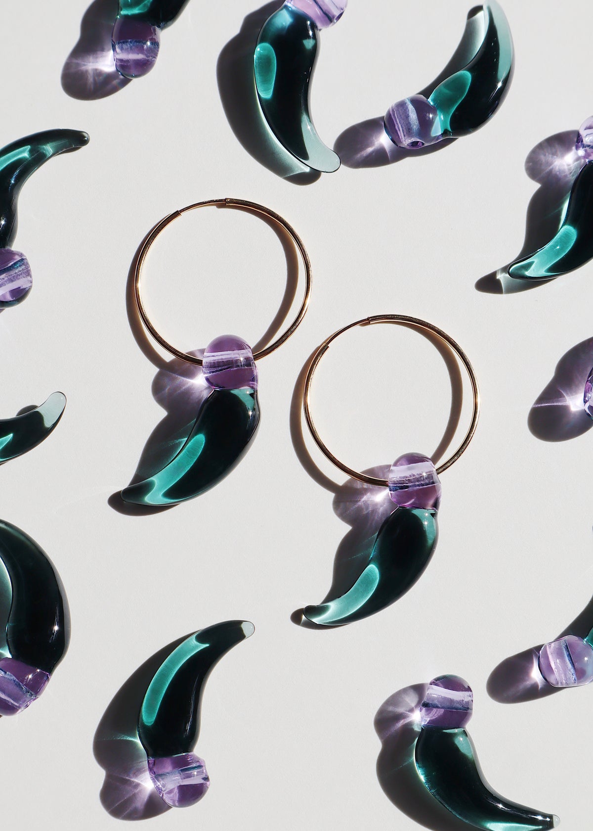 Blue Jade Bud Hoop Earrings