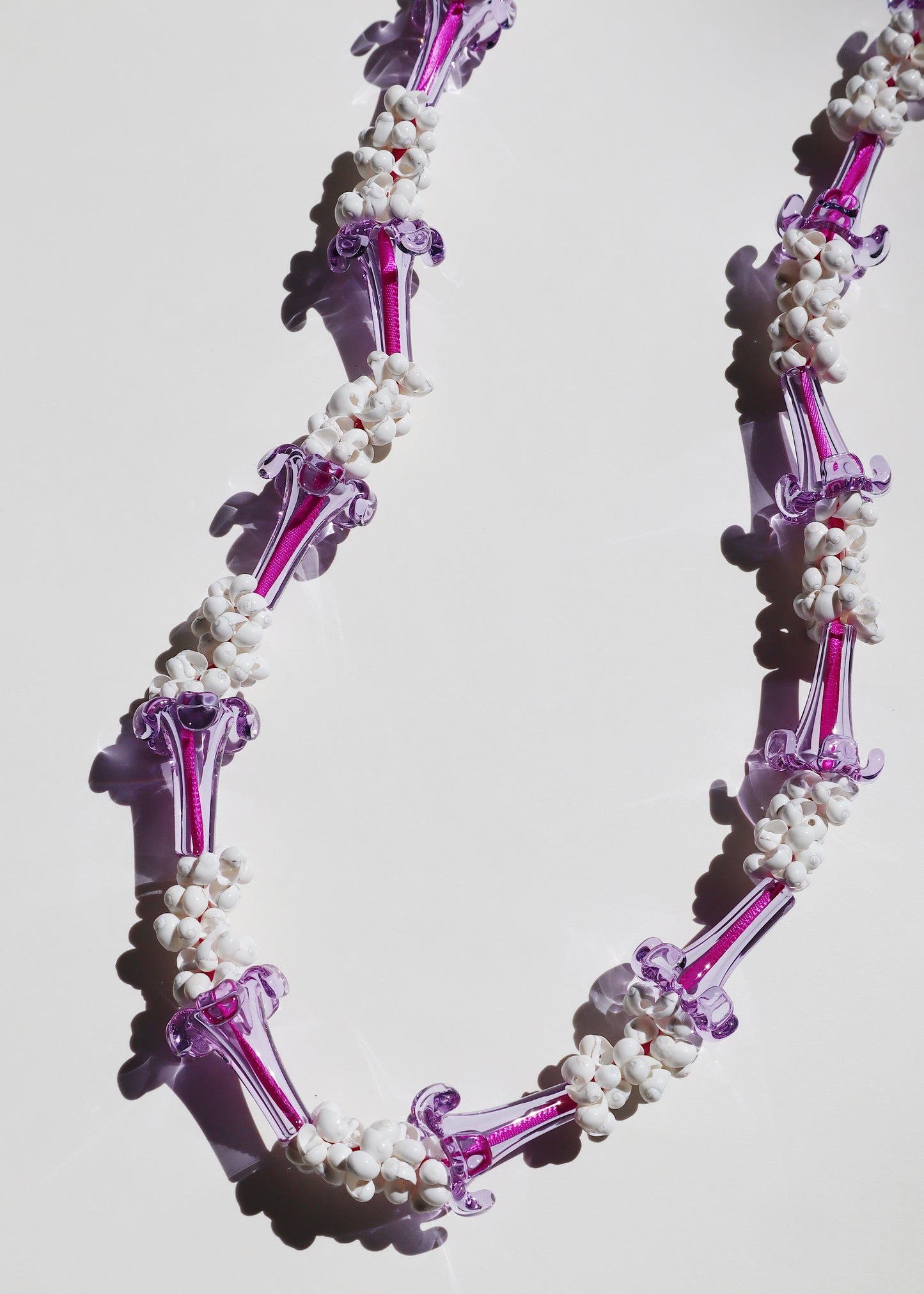 Perfectly Imperfect 40% OFF - Purple Glass Puakenikeni Mongo Shell Lei with 12 Pua