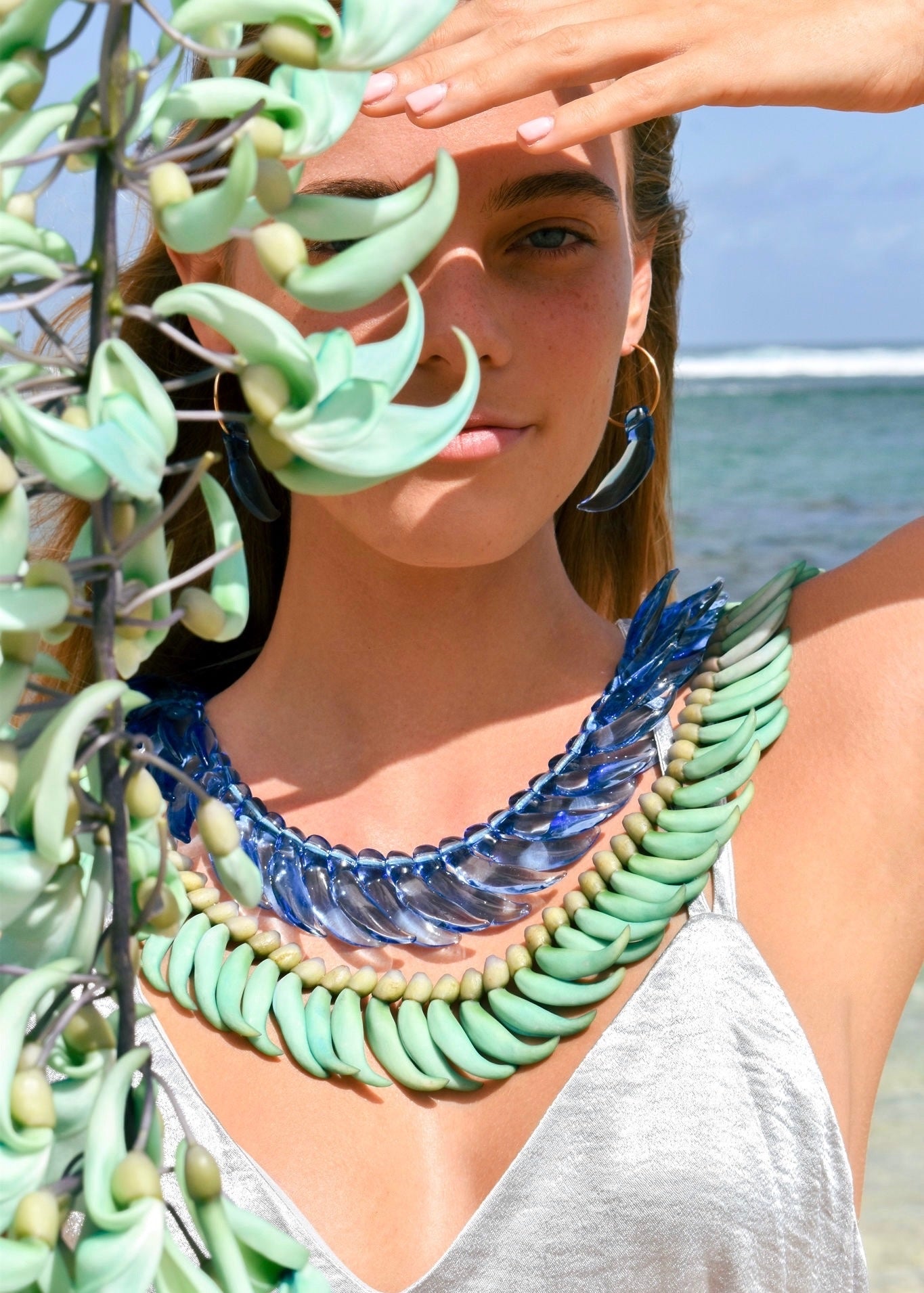 Blue Jade Lei in Full Glass
