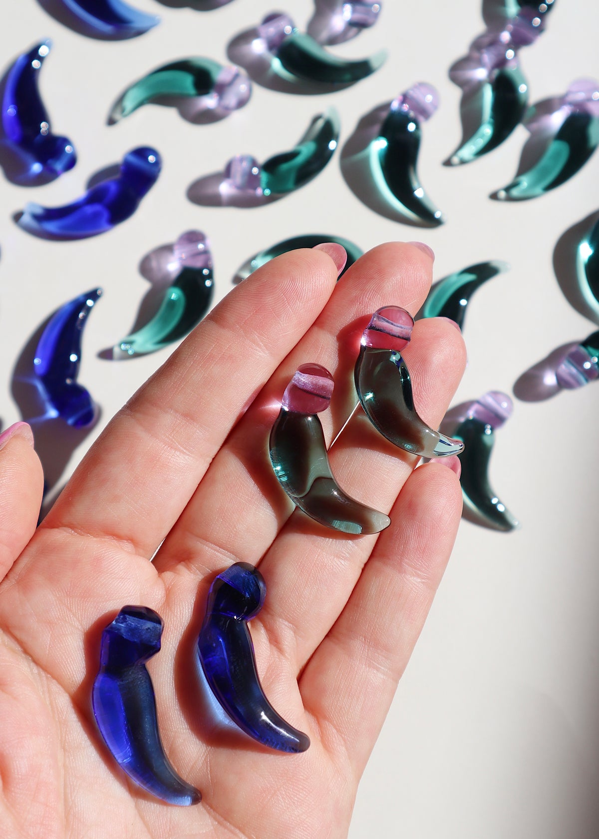 Single Blue Jade Flower Buds ~ Small, Earring Size