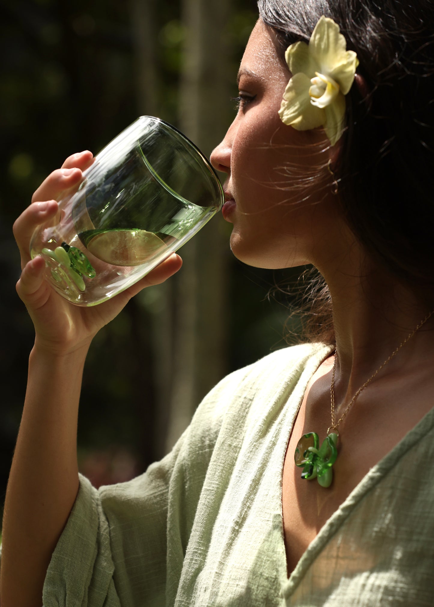 Orchid Glass Tumbler Cup