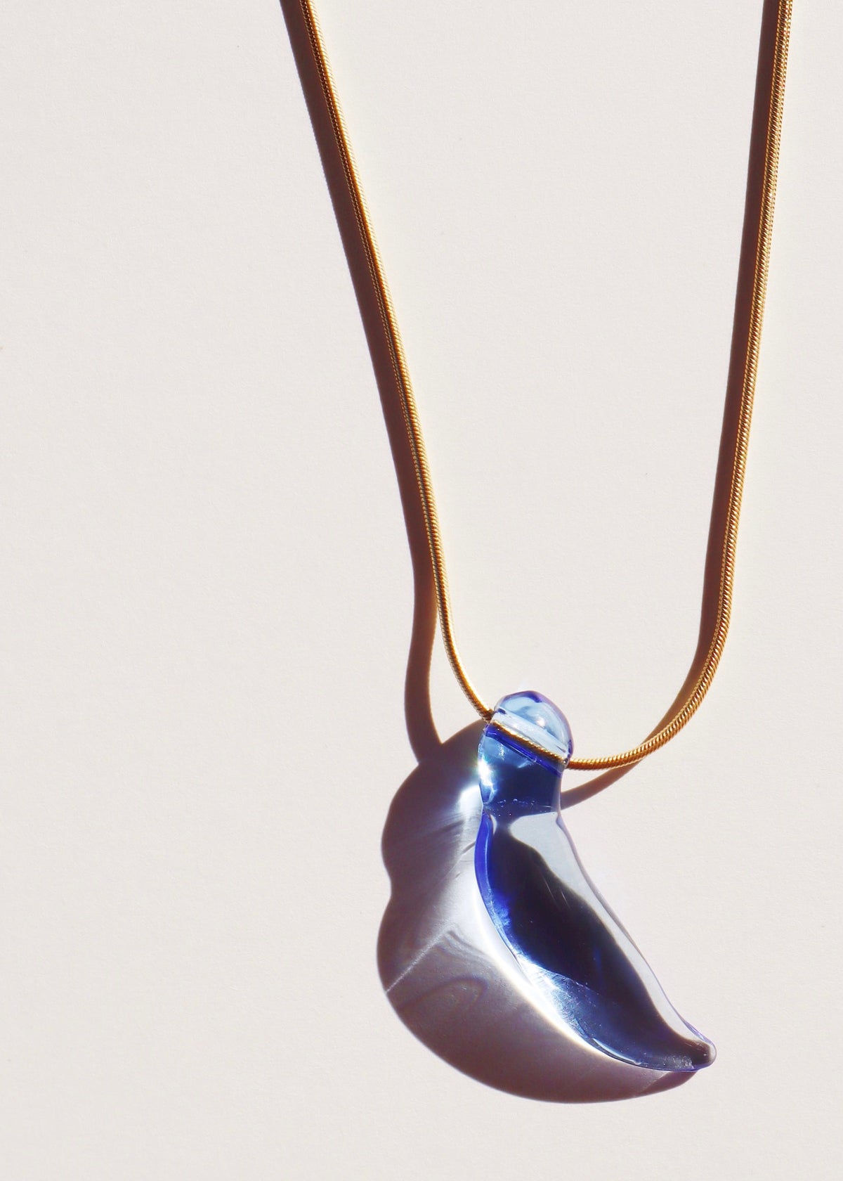 Single Blue Jade Bud Gold Filled Snake Chain Necklace
