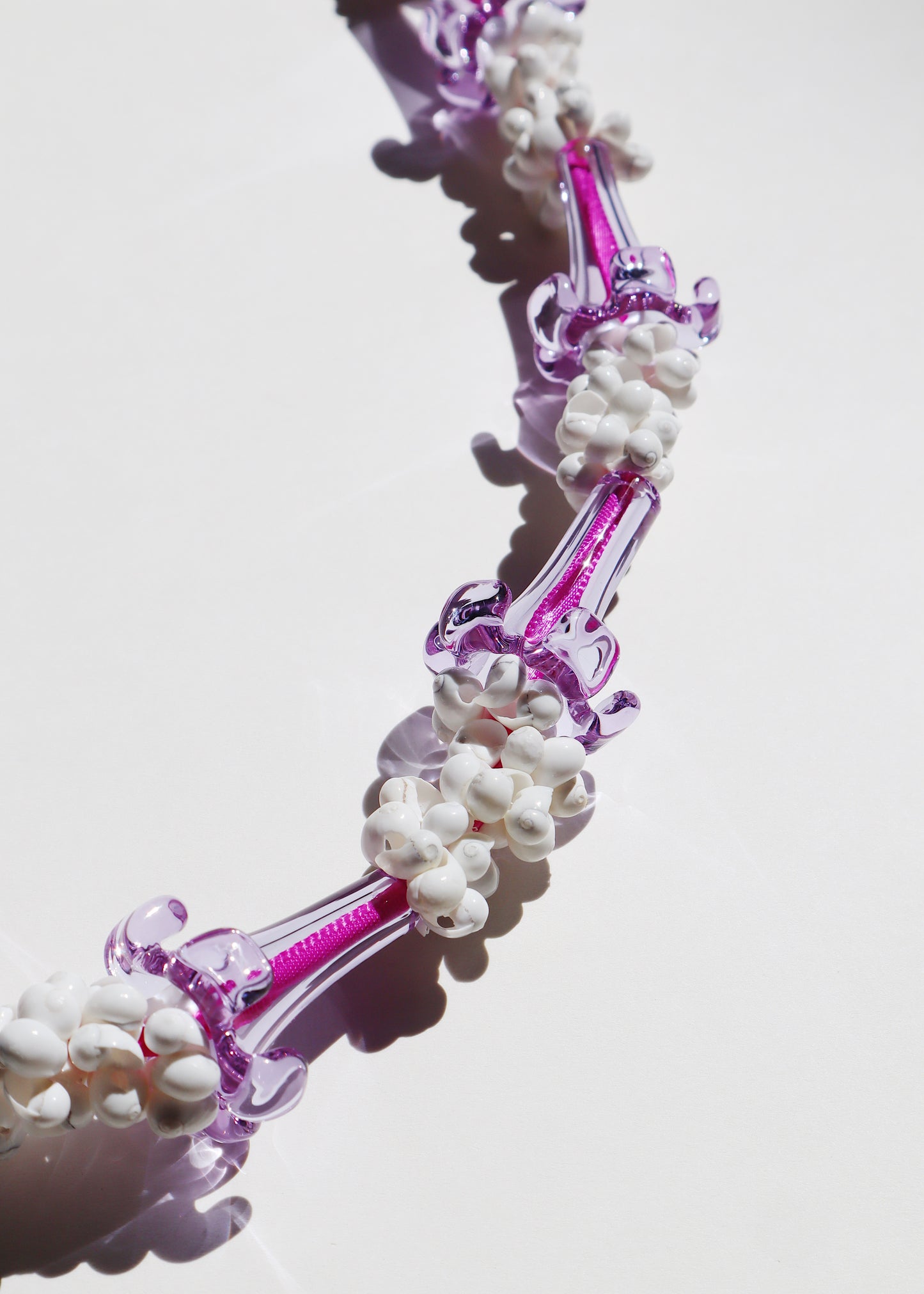 Perfectly Imperfect 40% OFF - Purple Glass Puakenikeni Mongo Shell Lei with 12 Pua
