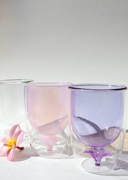 Plumeria Glass Tumbler Cup