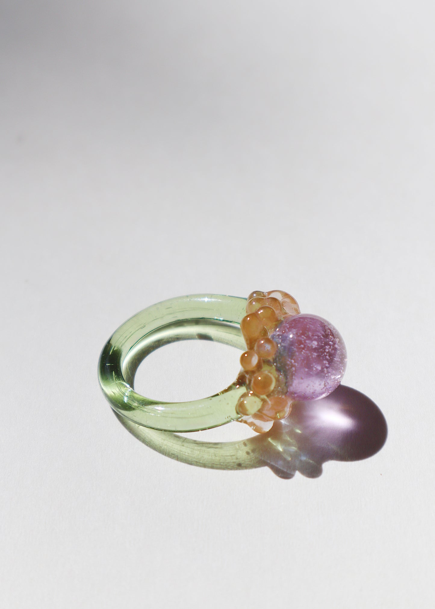FROM THE ARCHIVES - Lilac, Peach & Green Glass Cluster Orb Ring // Size 6.5