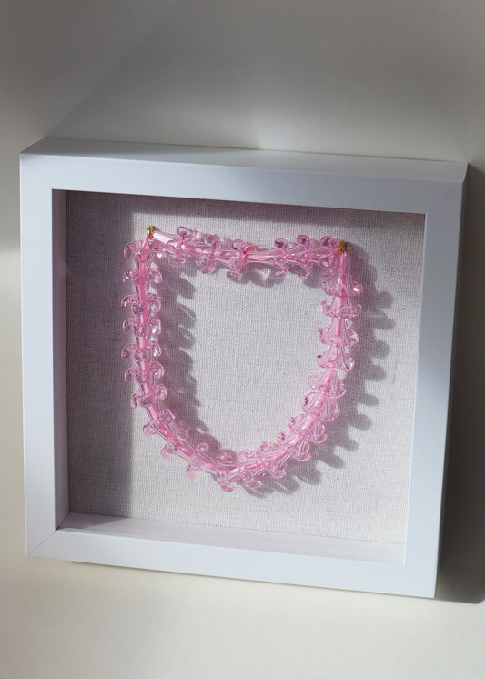 Perfectly Imperfect 40% OFF - Pink Puakenikeni Glass Lei in 9" x 9" Shadowbox