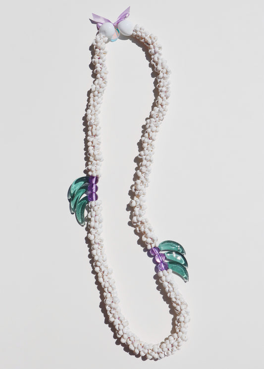 LIMITED EDITION COLOR ~ Blue Jade Mongo Shell Lei with 6 Pua