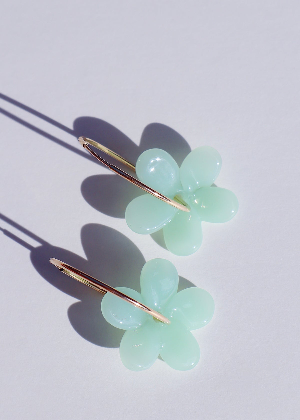 Pua Melia Plumeria Hoop Earrings in Jade