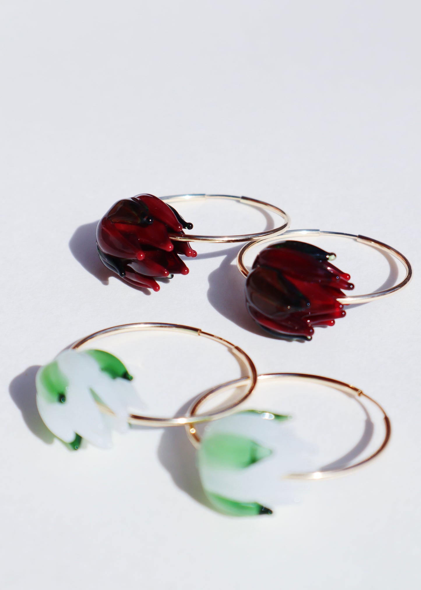 Perfectly Imperfect 40% OFF - Lokelani Rose Gold Filled Hoop Earrings Red & White