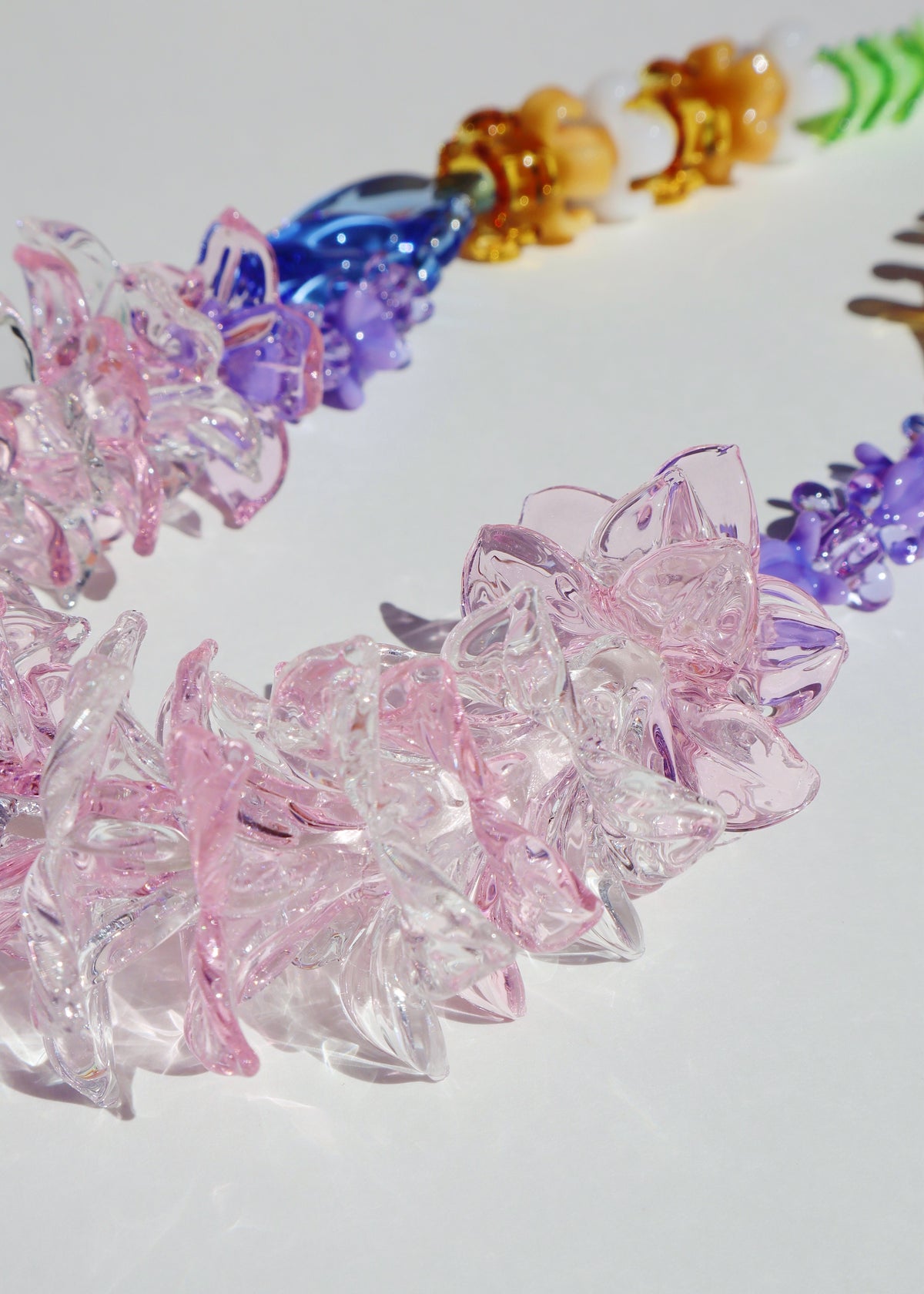 Over The Rainbow Glass Pua Collection Lei with 59 Glass Pua