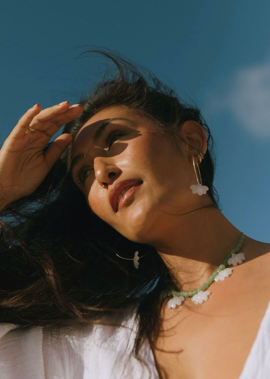 Large Naupaka Hoop Earrings