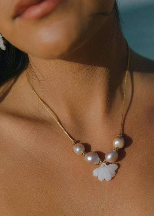 One of a Kind Edison Pearl Naupaka Necklace