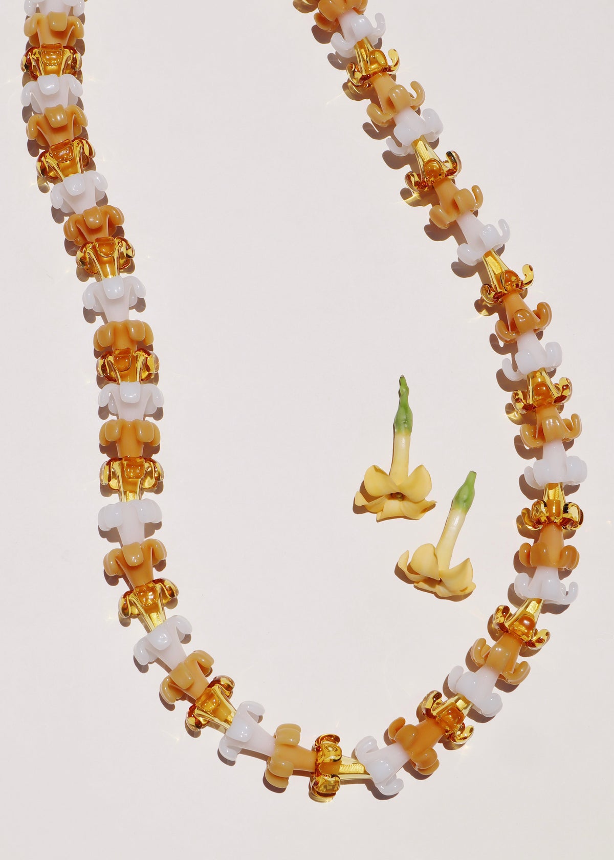 Full Mixed Color Glass Puakenikeni Lei with 58 Pua