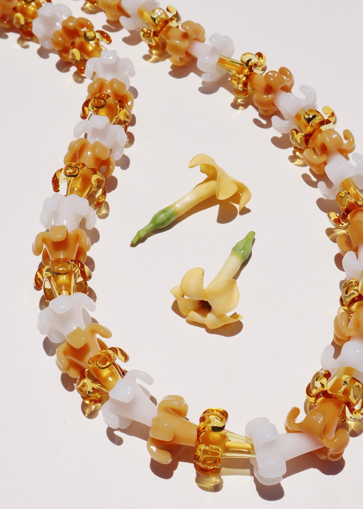 Full Mixed Color Glass Puakenikeni Lei with 58 Pua