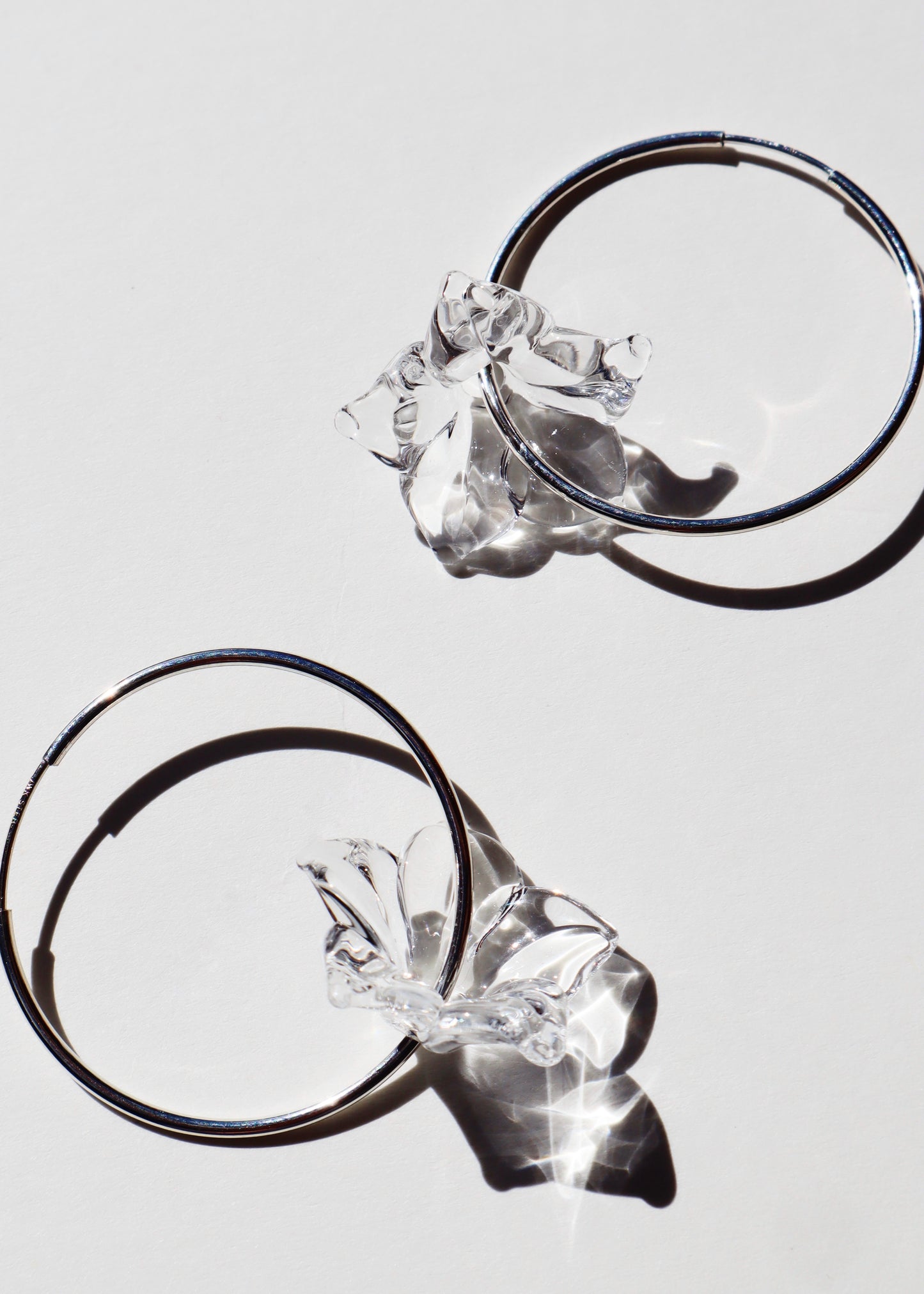 Perfectly Imperfect 35% OFF - Pua Melia Plumeria Sterling Silver Hoop Earrings Clear