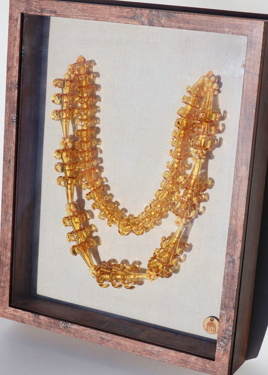 Double Strung Glass Puakenikeni Lei 11” x 14" Shadowbox