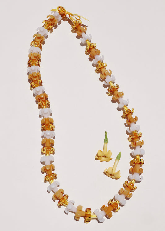 Full Mixed Color Glass Puakenikeni Lei with 58 Pua