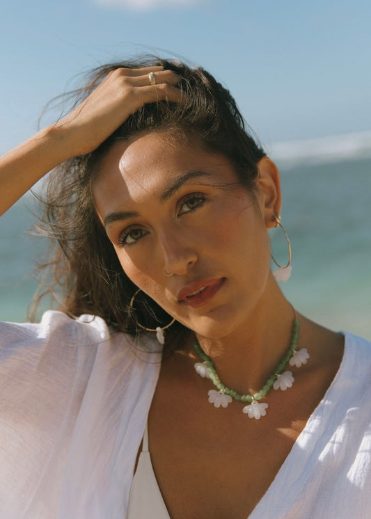 Large Naupaka Hoop Earrings