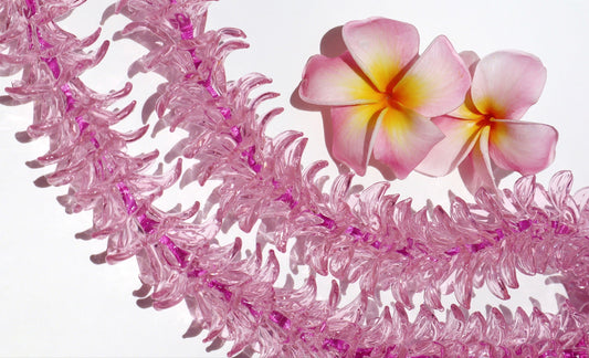 Full Glass Forever Lei in Pink Pua Melia Plumeria