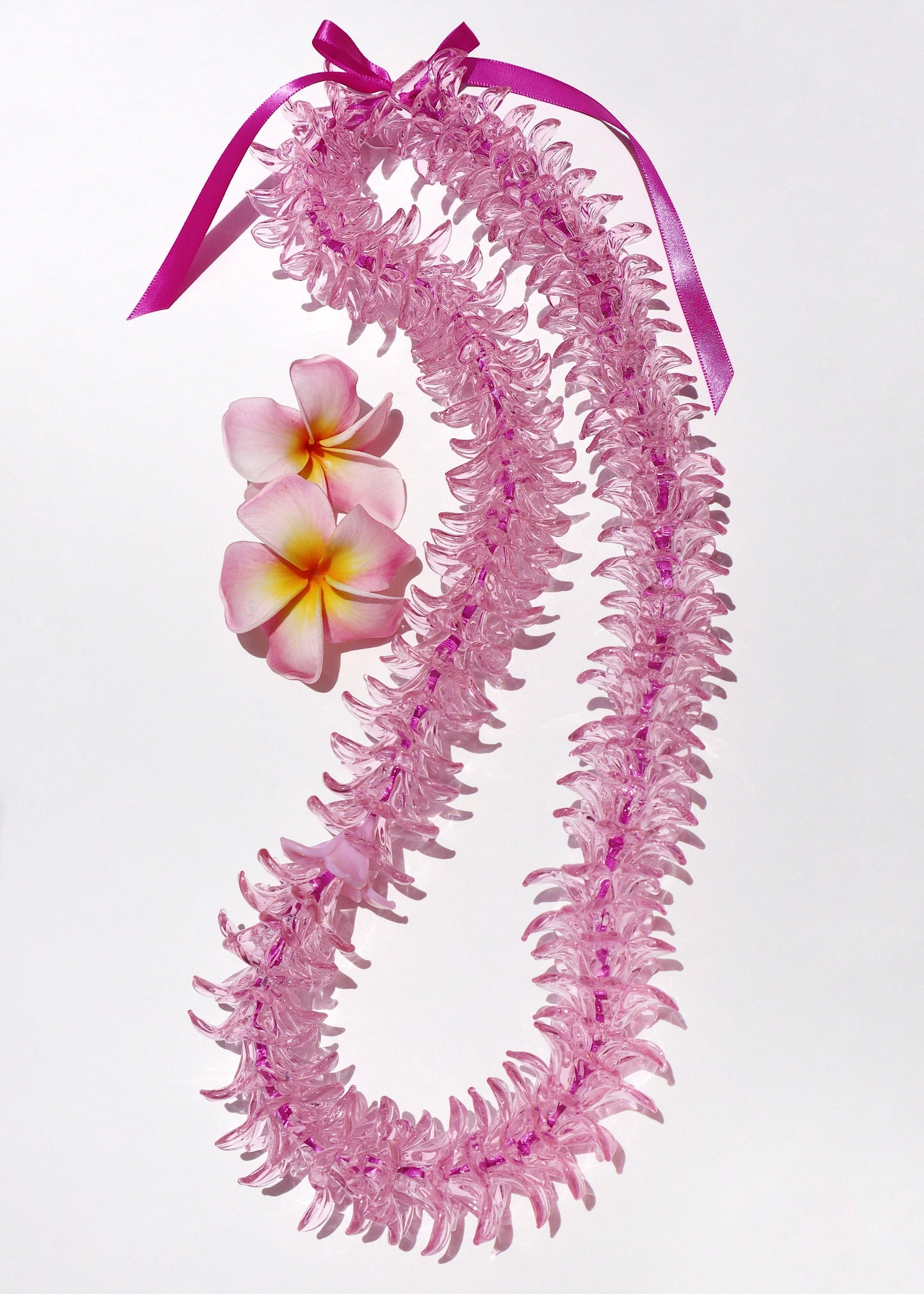 Full Glass Forever Lei in Pink Pua Melia Plumeria