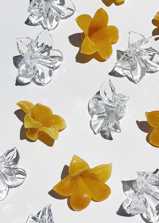 Single Pua Melia Plumeria Flowers - Clear & Honey Yellow