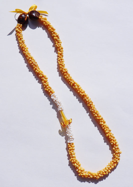 Puakenikeni Mongo Shell Lei with 1 Glass Pua