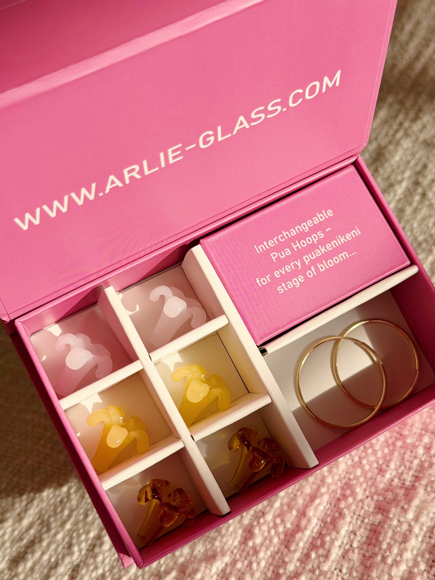 Interchangeable Puakenikeni Flower Hoop Earrings Gift Set