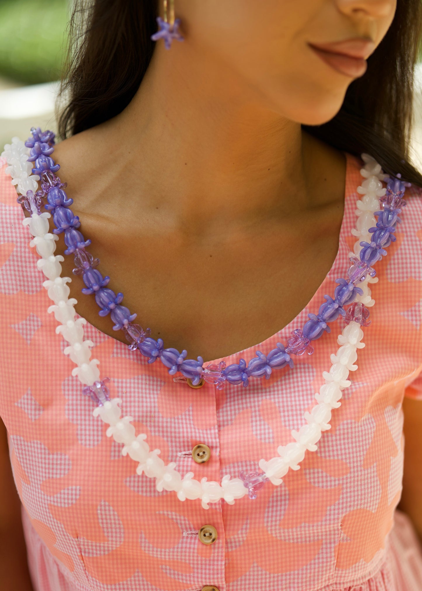 Full Glass Pua Kalaunu Crown Flower Lei with 67 Pua