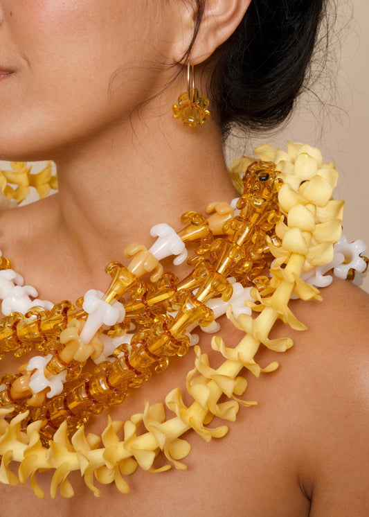 Full Mixed Color Glass Puakenikeni Lei with 58 Pua