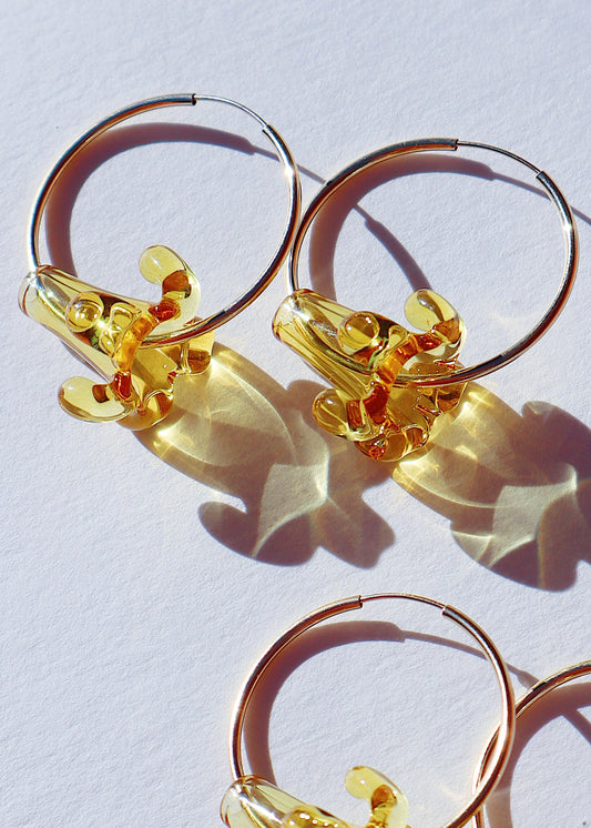 Perfectly Imperfect 40% OFF - Yellow Puakenikeni Flower Hoop Earrings
