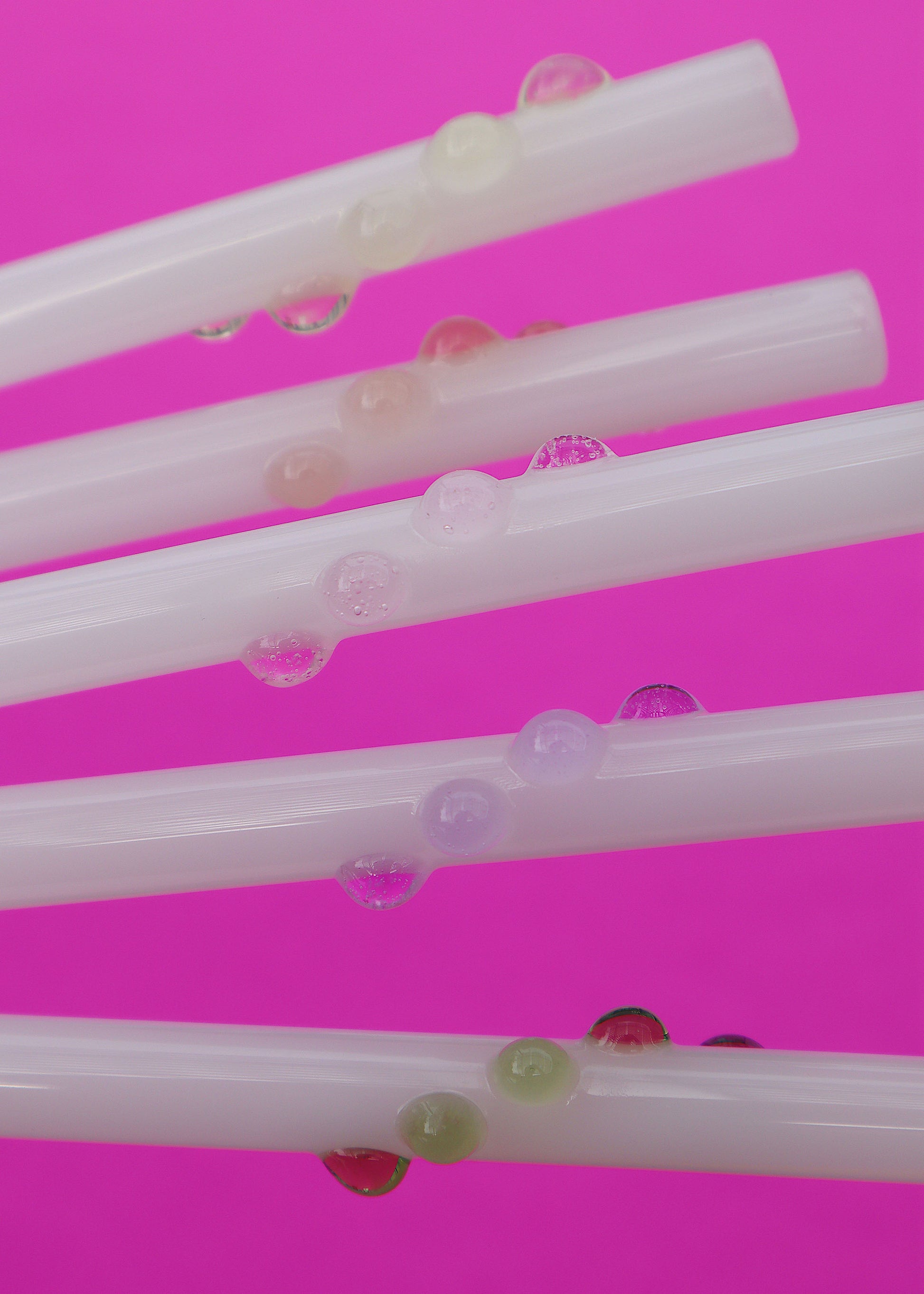 PINK 4 GLASS STRAWS - LONG, 9MM