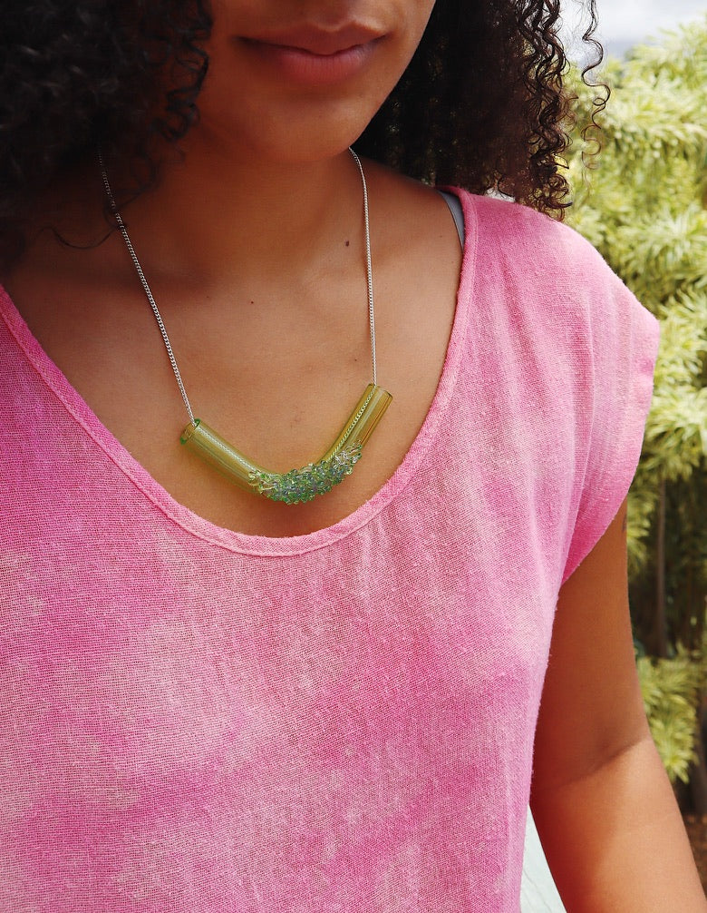 FROM THE ARCHIVES - Neon Green Cluster Tube Necklaces