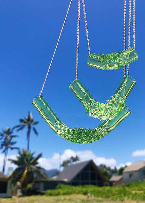 FROM THE ARCHIVES - Neon Green Cluster Tube Necklaces