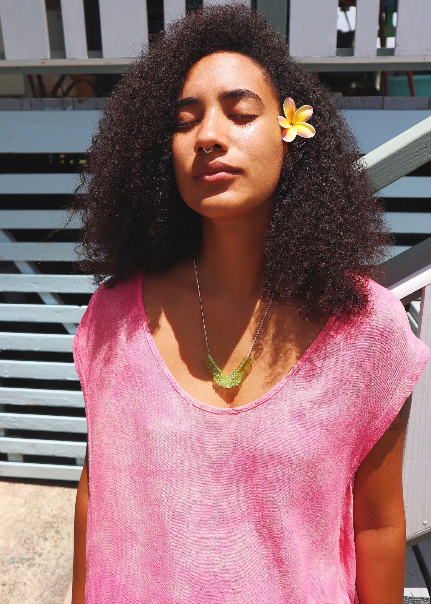 FROM THE ARCHIVES - Neon Green Cluster Tube Necklaces