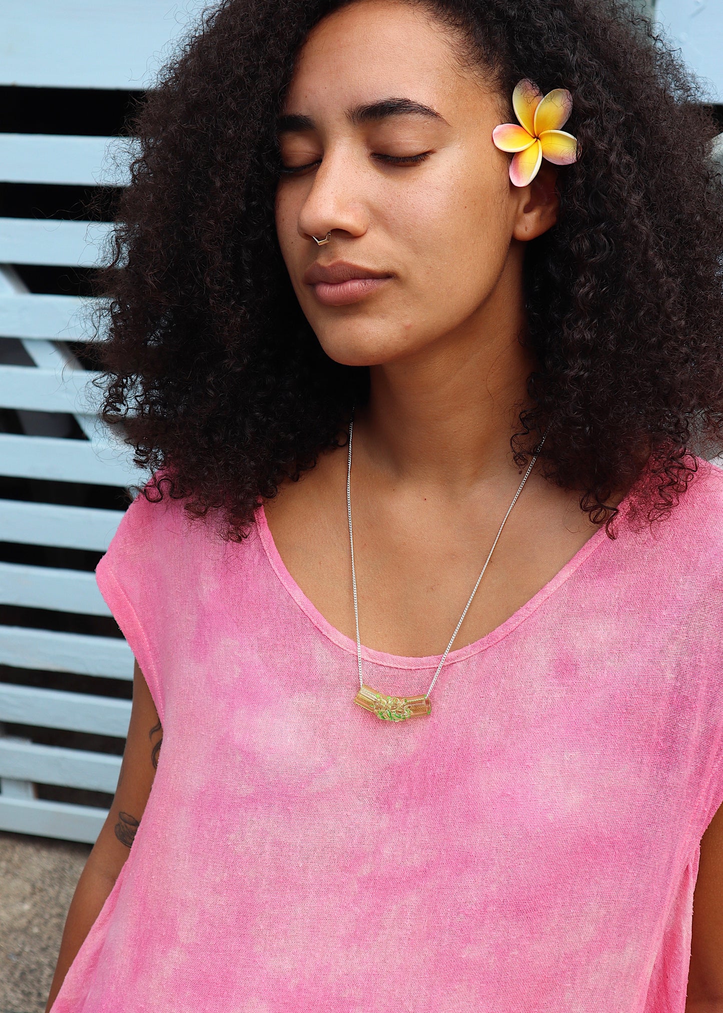 FROM THE ARCHIVES - Neon Green Cluster Tube Necklaces