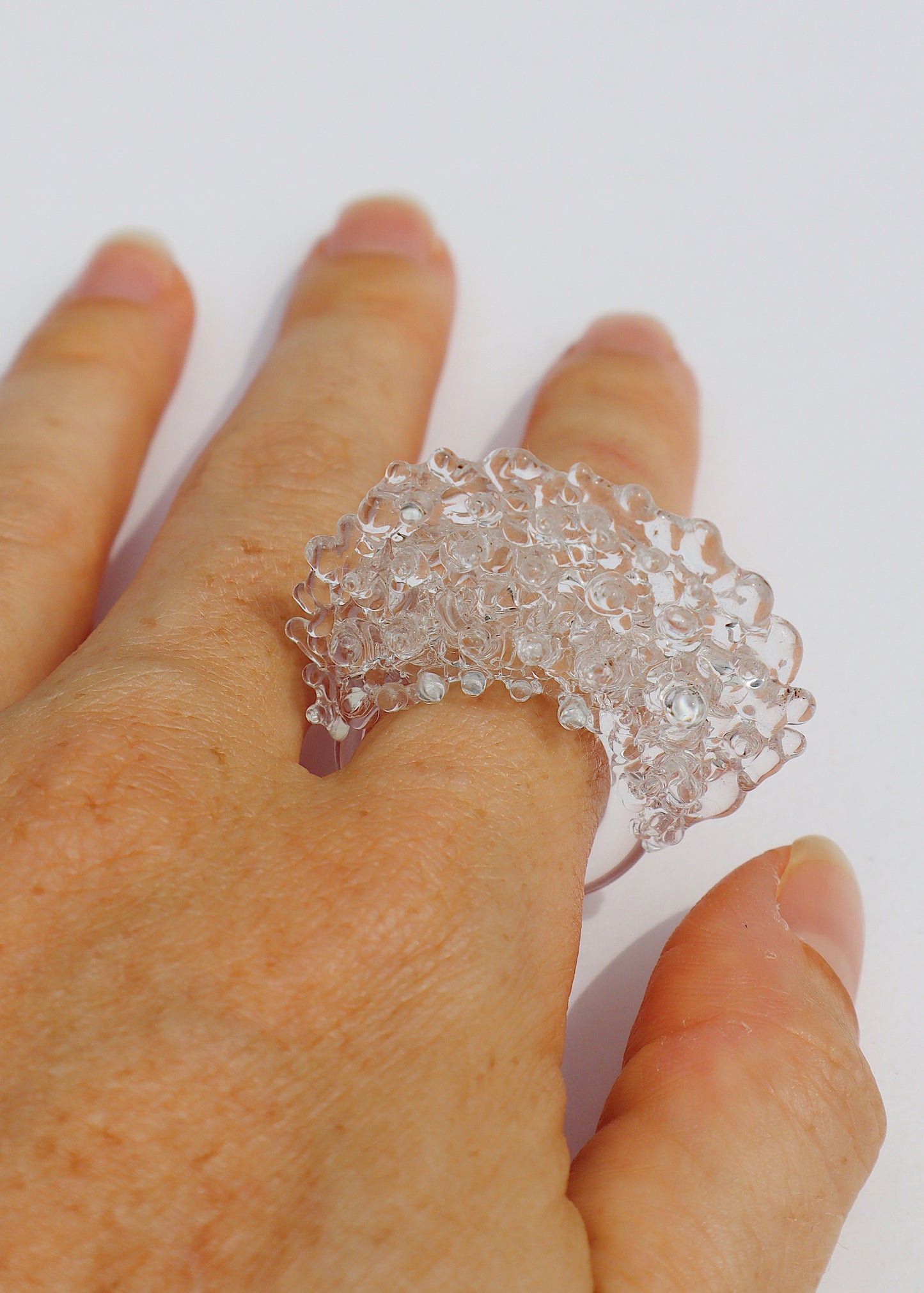 35% OFF SALE - Large Clear Textured Statement Ring // Size 9