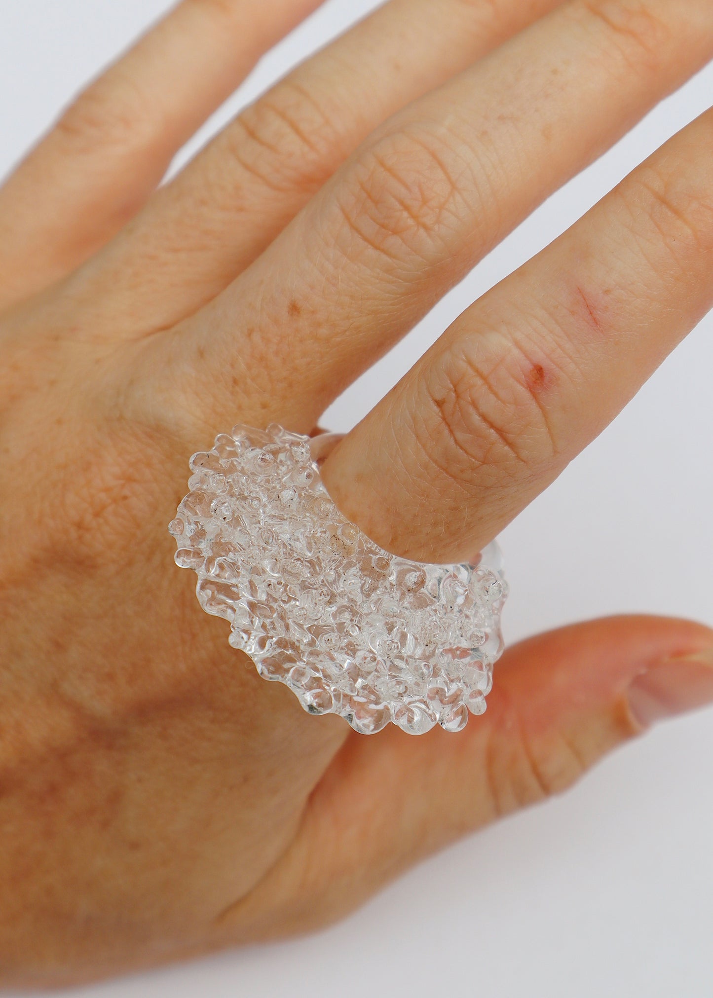 35% OFF SALE - Large Clear Textured Statement Ring // Size 9