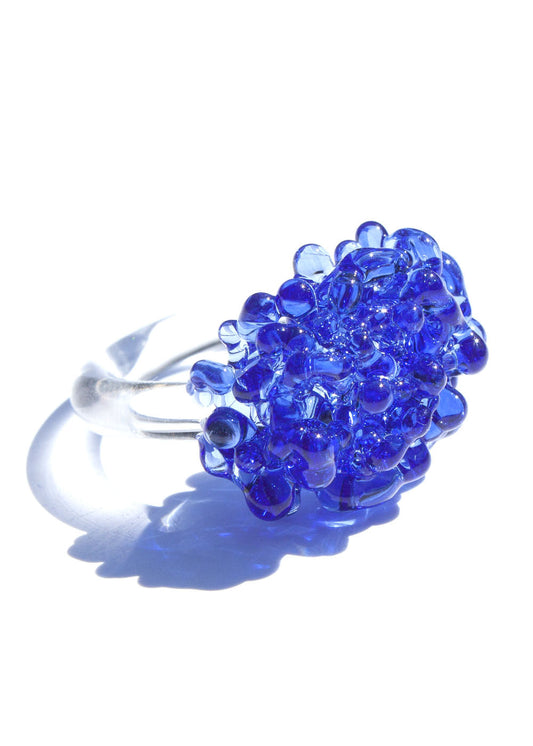 Glass Cluster Ring - Cobalt