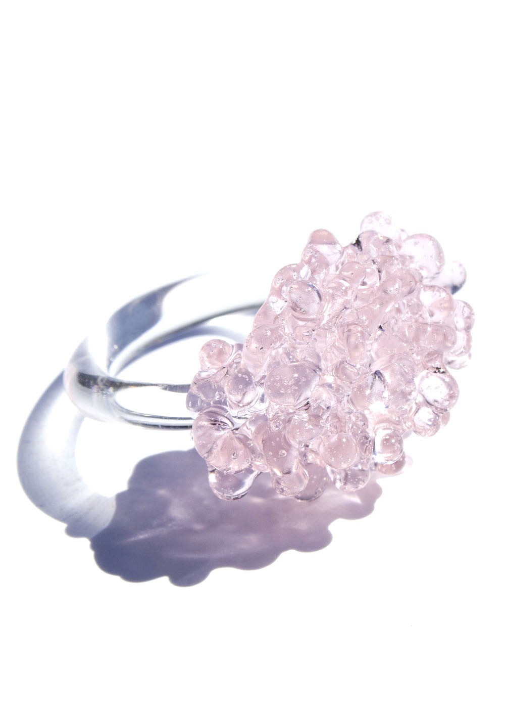 Glass Cluster Ring - Baby Pink