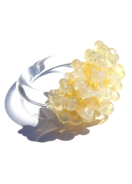 Glass Cluster Ring - Yellow Pearl
