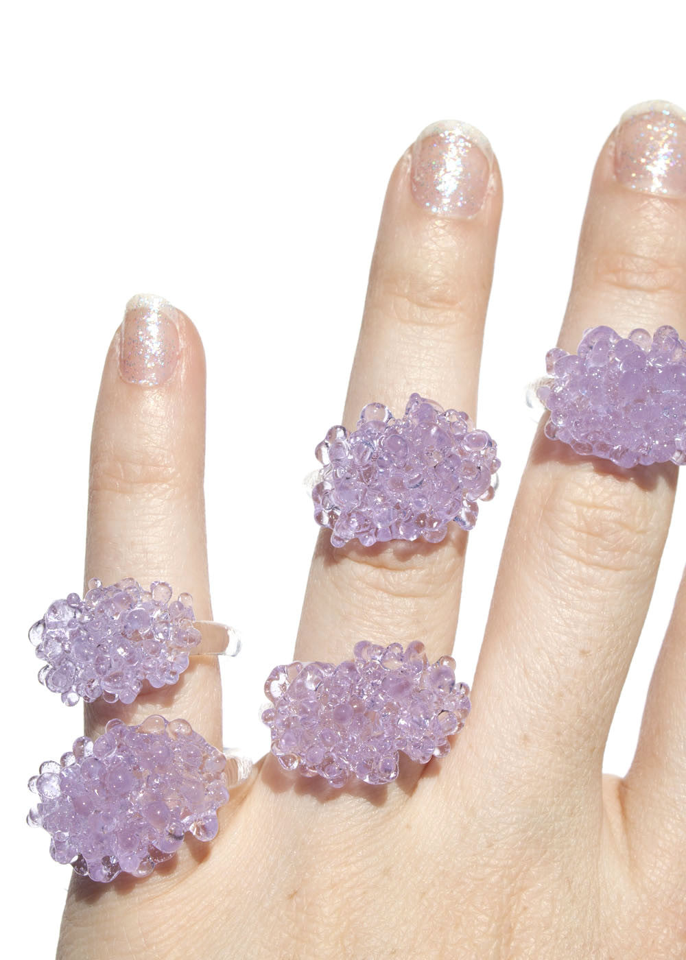 Glass Cluster Ring - Lilac