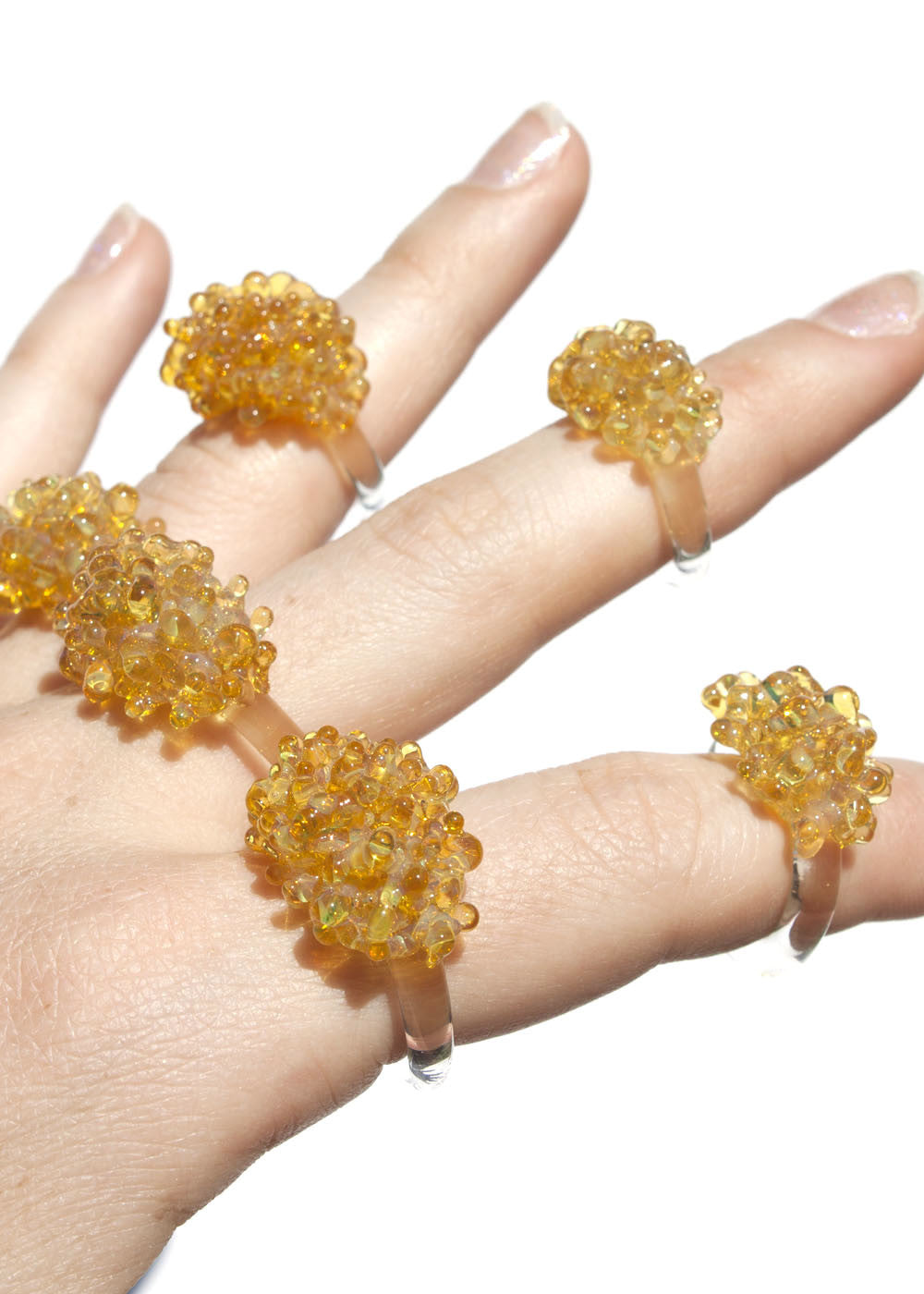 Glass Cluster Ring - Sunshine Yellow