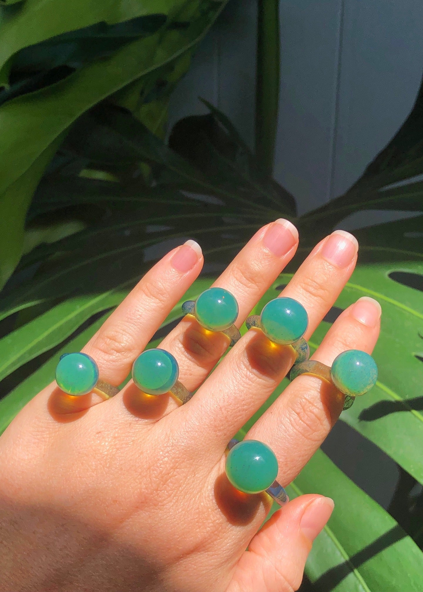 Sea Green Glass Orb Ring