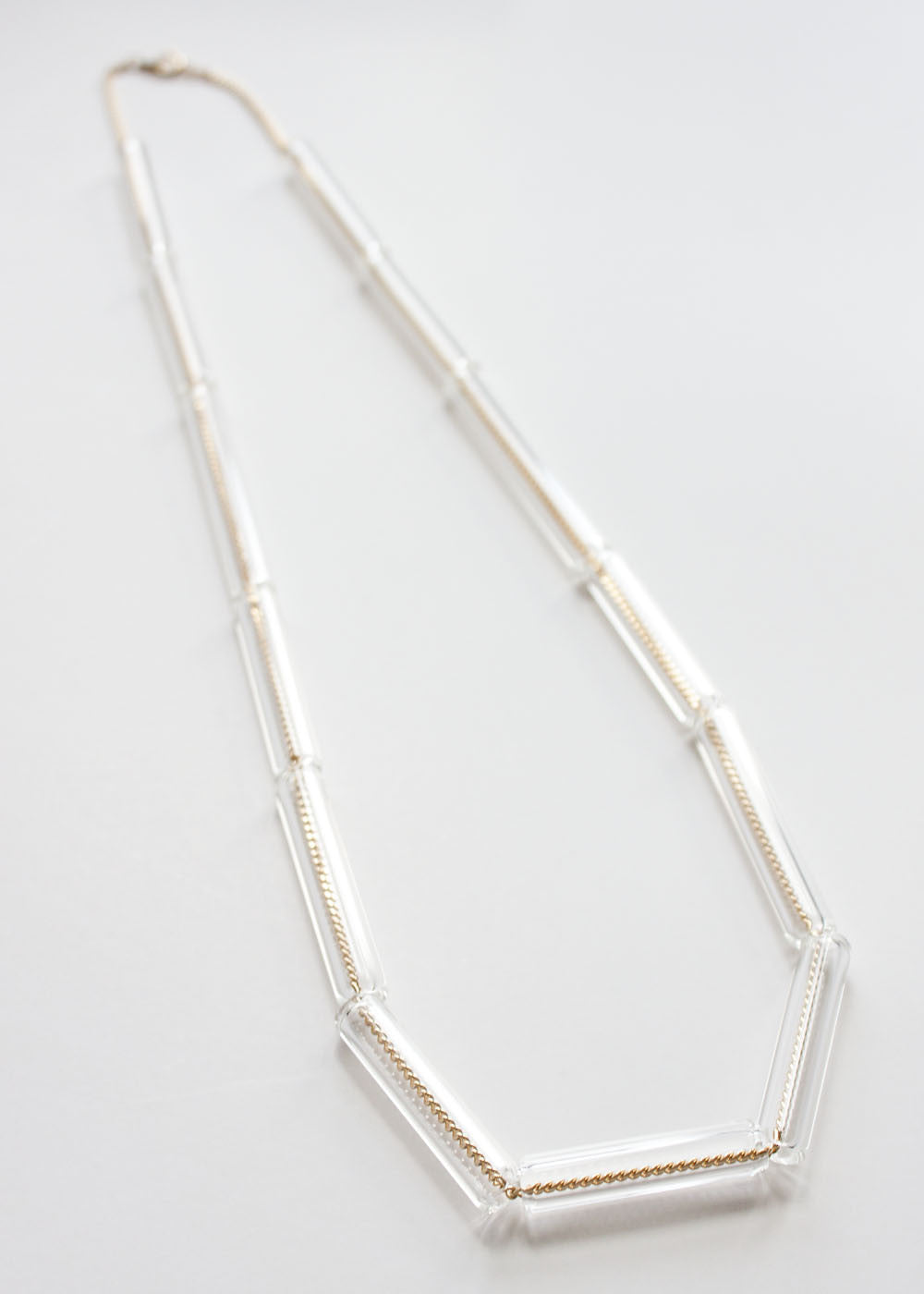 Multi Glass Tube Necklace - Clear