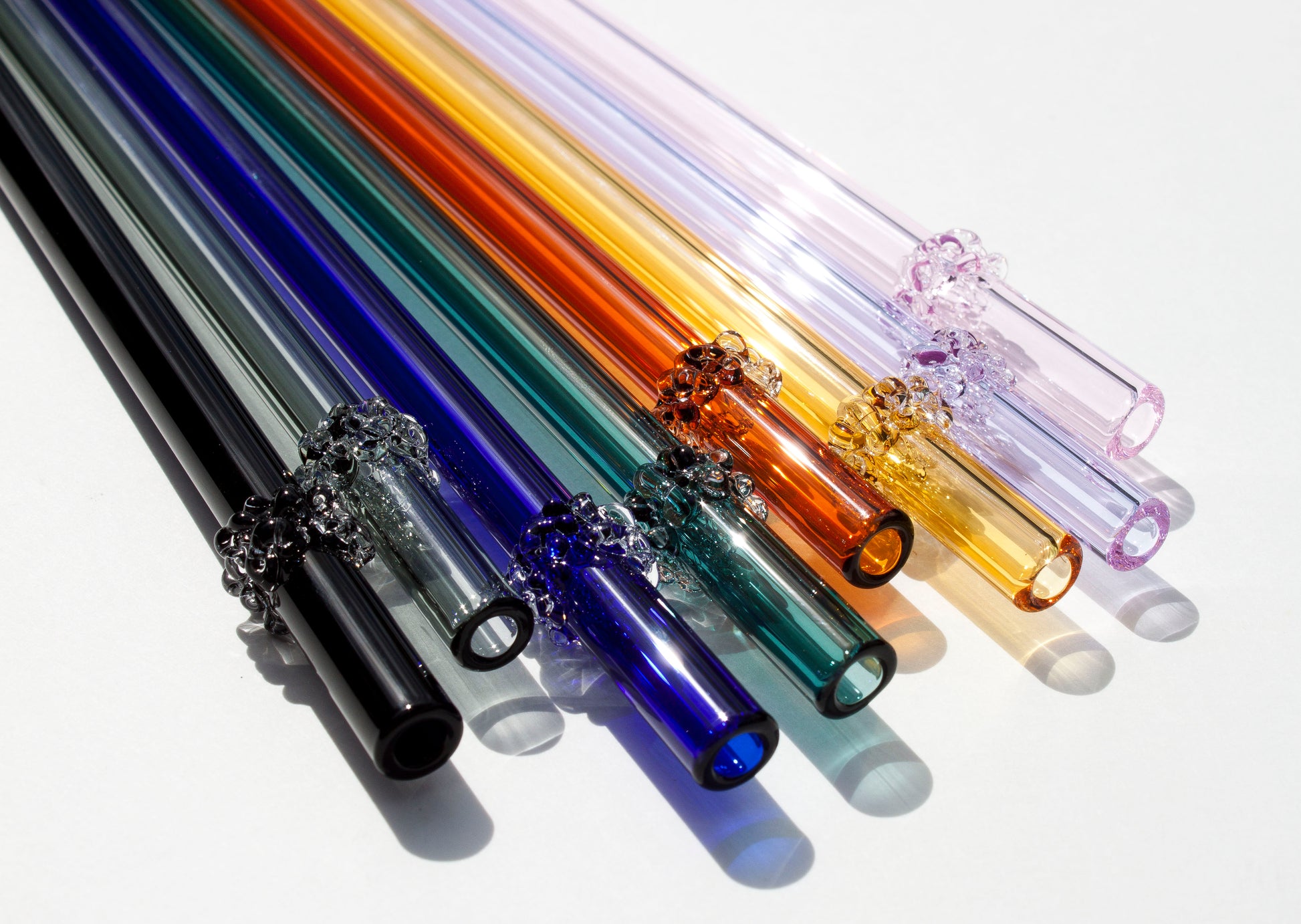 COLOURED BOROSILICATE GLASS STRAWS - Greens